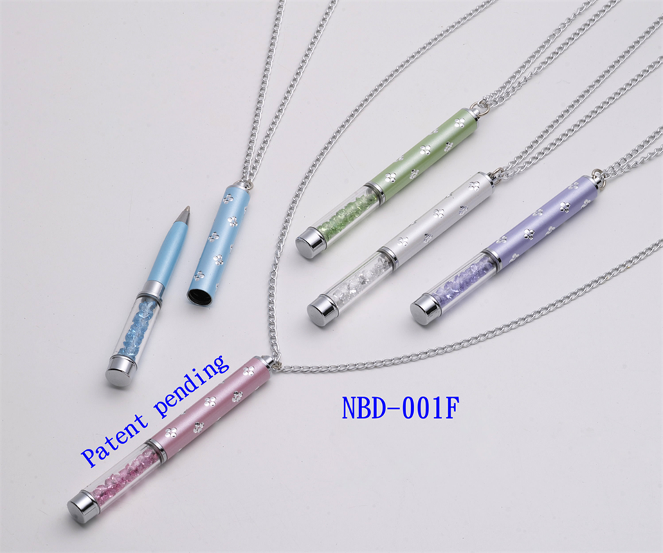 鋁金屬項鍊水晶圓珠筆 NBD-001F
